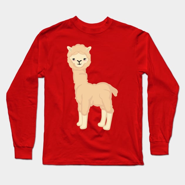 Cute Llama Lover Kawaii Design Long Sleeve T-Shirt by Uncle Fred Design